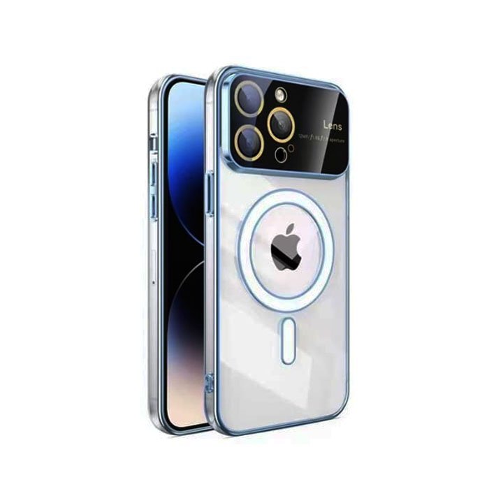 Magsafe Back Cover Wireless Charging With Camera Lens For Iphone 15 Pro - Color : Blue