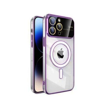 Magsafe Back Cover Wireless Charging With Camera Lens For Iphone 15 Pro - Color : Purple