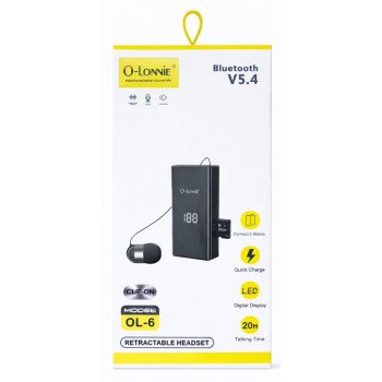O-LONNIE OL-6 Ασύρματα Ακουστικά In-ear Bluetooth Handsfree Clip-On Earphone - Χρώμα: Μαύρο