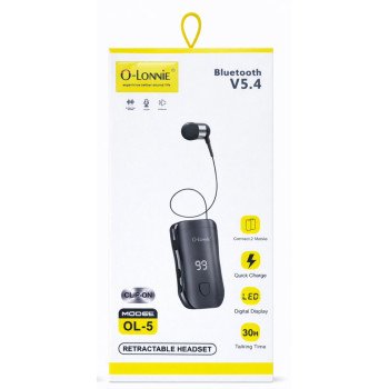 O-LONNIE OL-5 In-ear Bluetooth Handsfree Clip-On Earphone - Color: Black