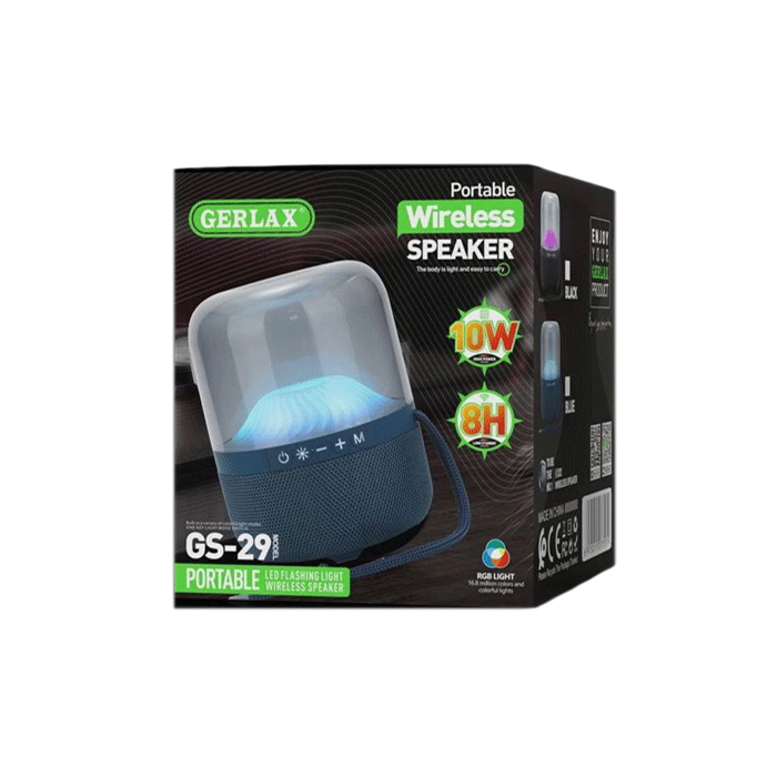 GERLAX GS-29 Portable Wireless Bluetooth RGB Light Speaker 10W - Color : Black