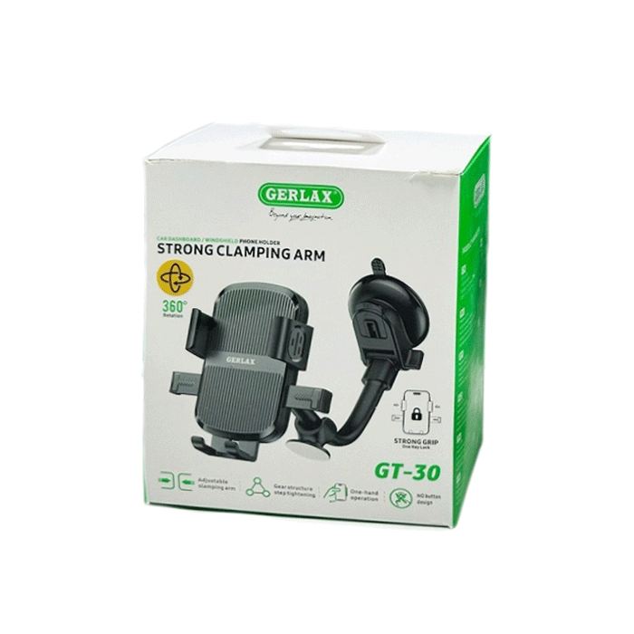 GERLAX GT-30 Mobile Car Stand with Adjustable Hooks , Strong Clamping Arm - Color: Black