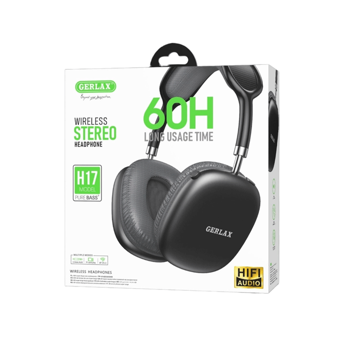 GERLAX H17 Wireless Bluetooth Headphone - Color : Black