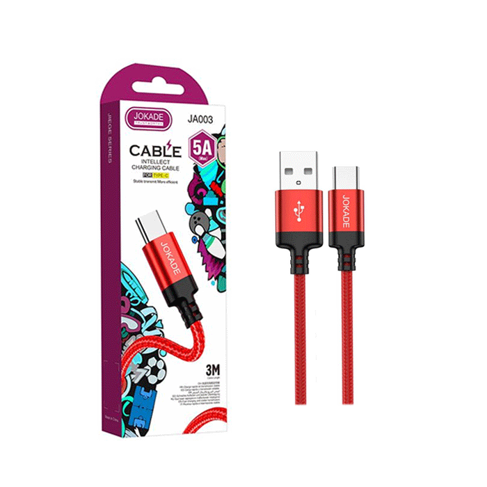JOKADE JA003 Charging And DATA 3M CABLE USB To Type-C 5A - Color: Red
