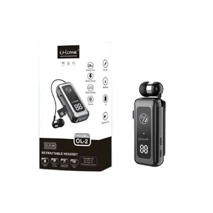 O-LONNIE OL-2 In-ear Bluetooth Handsfree Clip-On Earphone - Color: Black