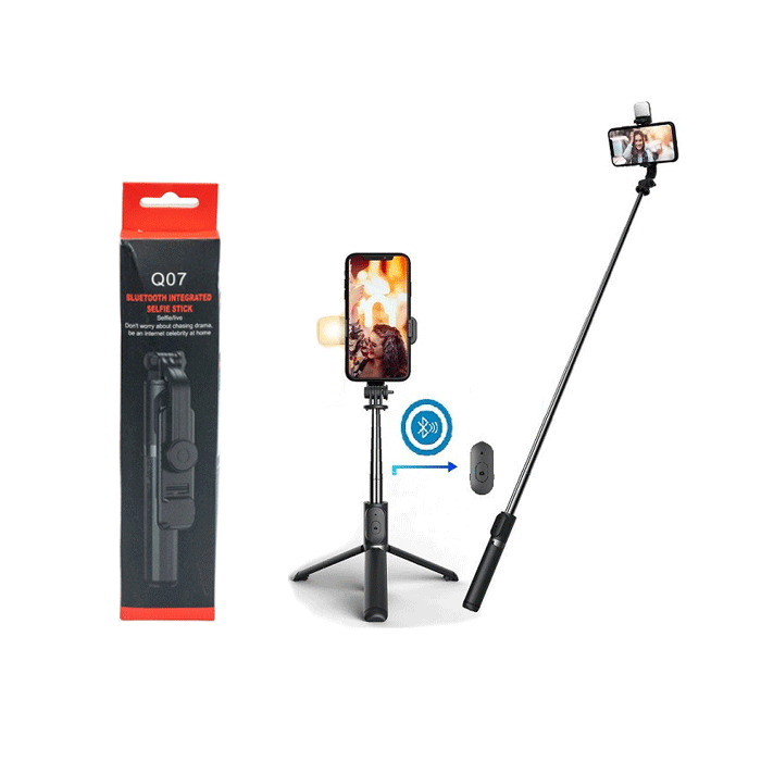 Q07S Tripod Bluetooth Remote Control Selfie Stick - Color : Black