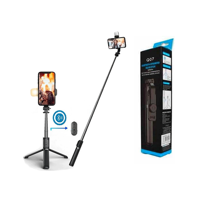 Q07 Tripod Bluetooth Remote Control Selfie Stick - Color : Black