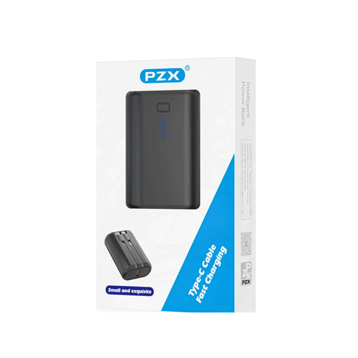 PZX V51 Power Bank 22.5W MAX Fast Charging 10000mAh With 1 Cable Type-C And 1 Cable Lightning - Color : Black