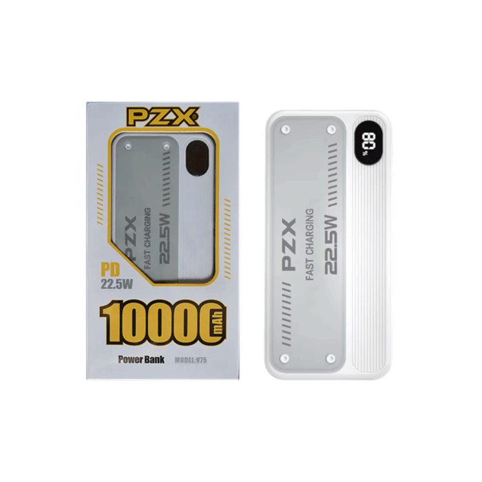 PZX V75 Power Bank 22.5W Fast Charging 10000mAh - Color: White