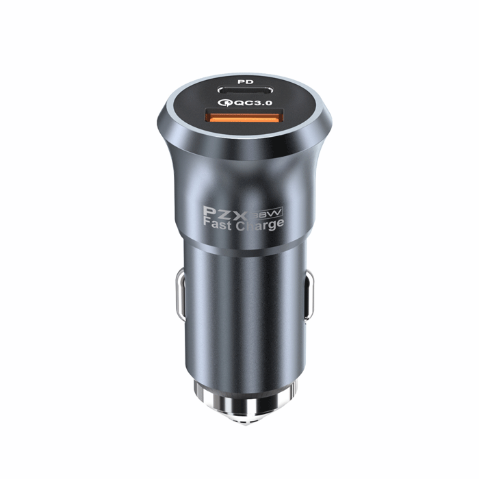 PZX Φορτιστής Αυτοκινήτου / Car Charger C960 38W Με Θύρα USB Και TYPE C 5V/3A - Χρώμα: Μαύρο