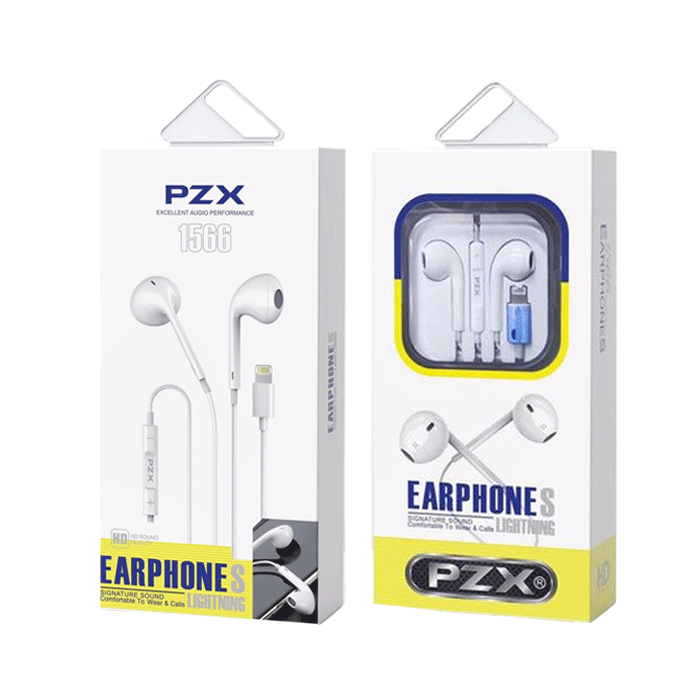 PZX 1566 Ακουστικά Ενσύρματα in-Ear Wired Lightning Earphone - Χρώμα: Άσπρο