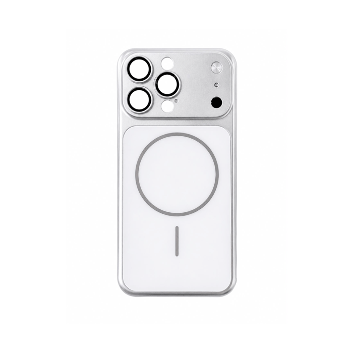 Magsafe Back Cover / Μαγνητική Θήκη Μετατροπή Από Iphone 13 Pro Max Σε Iphone 17 PM Με Τζαμάκι Κάμερας προστασίας - Χρώμα : Ασημί
