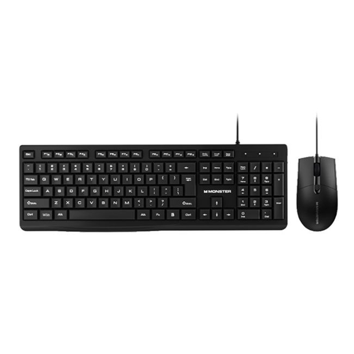 MONSTER KM2 Wired Mouse And Keyboard Set Color : Black