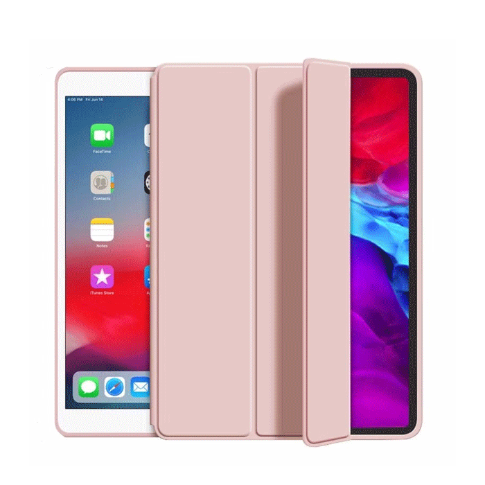 Slim PD Smart Tri-Fold Cover HQ With Pen Case For Apple Ipad 10.2 / 10.5 - Color : Pink