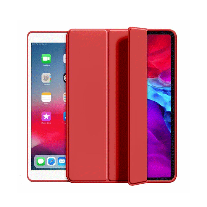 Slim PD Smart Tri-Fold Cover HQ With Pen Case For Samsung TAB S7 Plus / S8 Plus / S9 Plus / S7 FE / S9 FE Plus - Color : Red