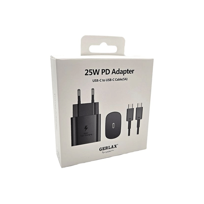 GERLAX A11 Φορτιστής PD 25W Mobile Charger 1 Θύρα TYPE C Με Καλώδιο Type-C ΣΕ Type-C - Χρώμα: Μαυρο
