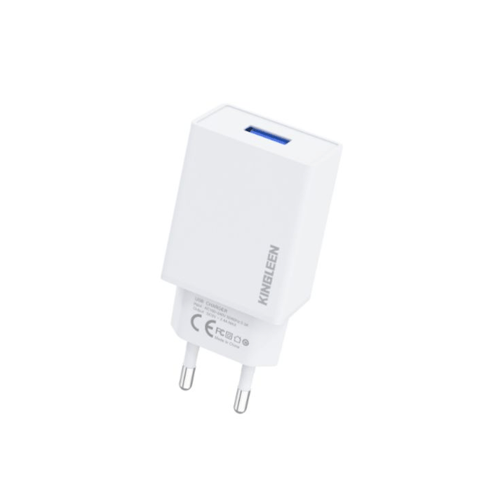 KINGLEEN E01 Φορτιστής / Charger με 1 θύρα USB 2.4A - Χρώμα: Λευκό