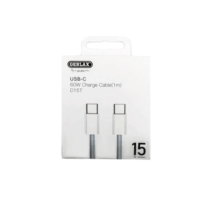 GERLAX D15T Καλώδιο Φόρτισης Type-C σε Type-C 1m - Χρώμα: Λευκό