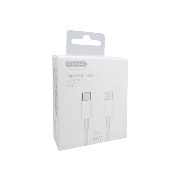 GERLAX D8T Καλώδιο Φόρτισης 3A Type-C σε Type-C 30W 1m - Χρώμα: Λευκό