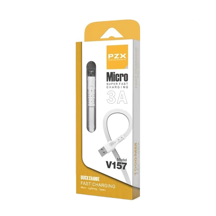 PZX V157 Charging And DATA 1M CABLE USB Το micro 3A - Color: White