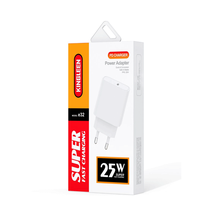 KINGLEEN E32 Φορτιστής κινητού / Mobile Charger 25W με Θύρα Type-C - Χρώμα: Λευκό