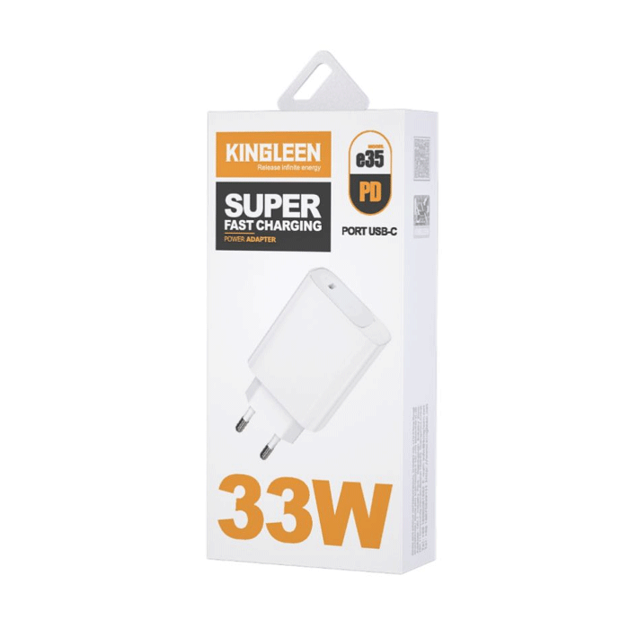 KINGLEEN E35 Φορτιστής κινητού / Mobile Charger 33W με Θύρα Type-C - Χρώμα: Λευκό