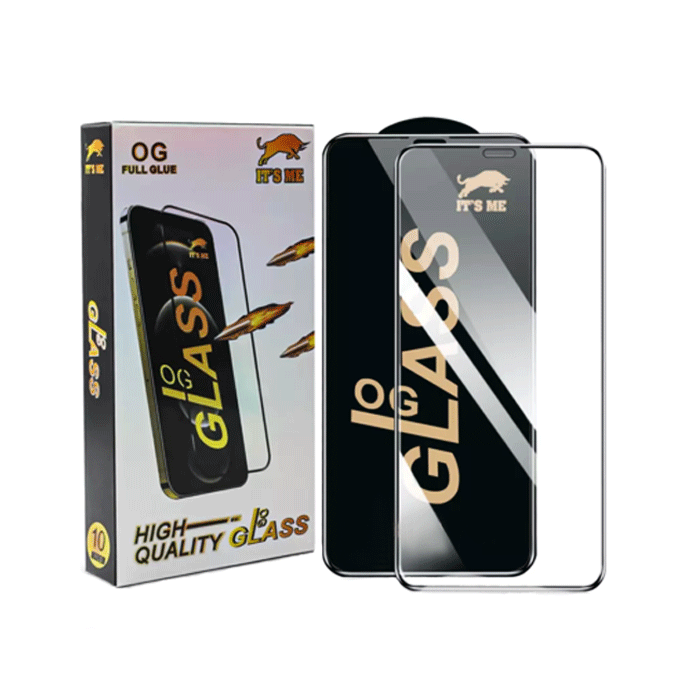 Screen Protector OG Full Glass Full Glue Tempered Glass For Xiaomi Redmi 10C / 12C / Poco C40 / Poco C55 / Redmi A3 - Color: Black