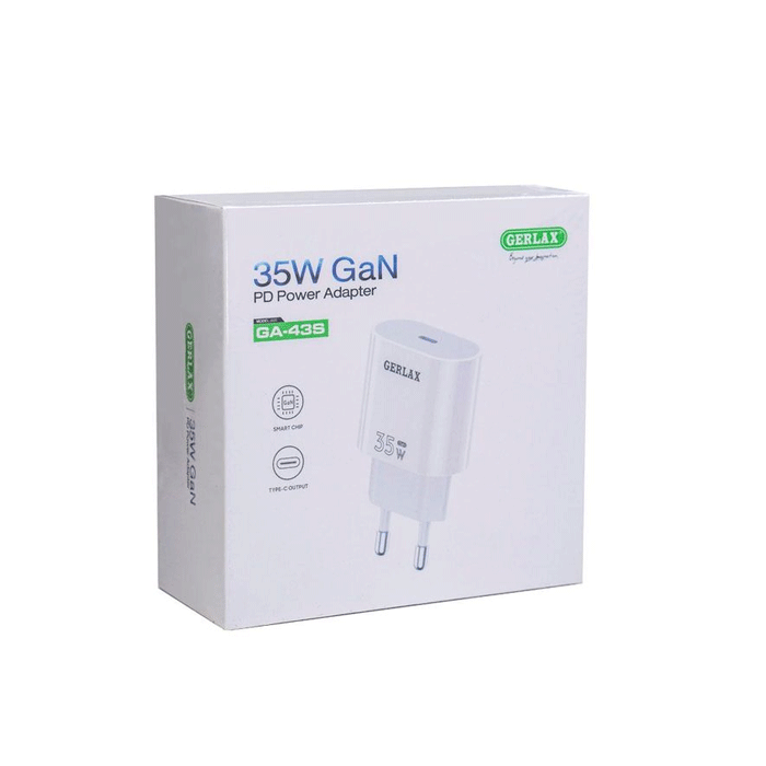GERLAX GA-43S Φορτιστής κινητού / Mobile Fast Charger 35W Gan με 1 Θύρα Type-C - Χρώμα: Λευκό
