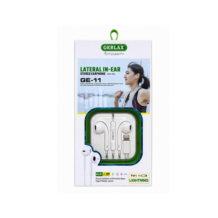 GERLAX GE-11L Ενσύρματα Ακουστικά / In-ear Lightning Earphones - Χρώμα : Άσπρο