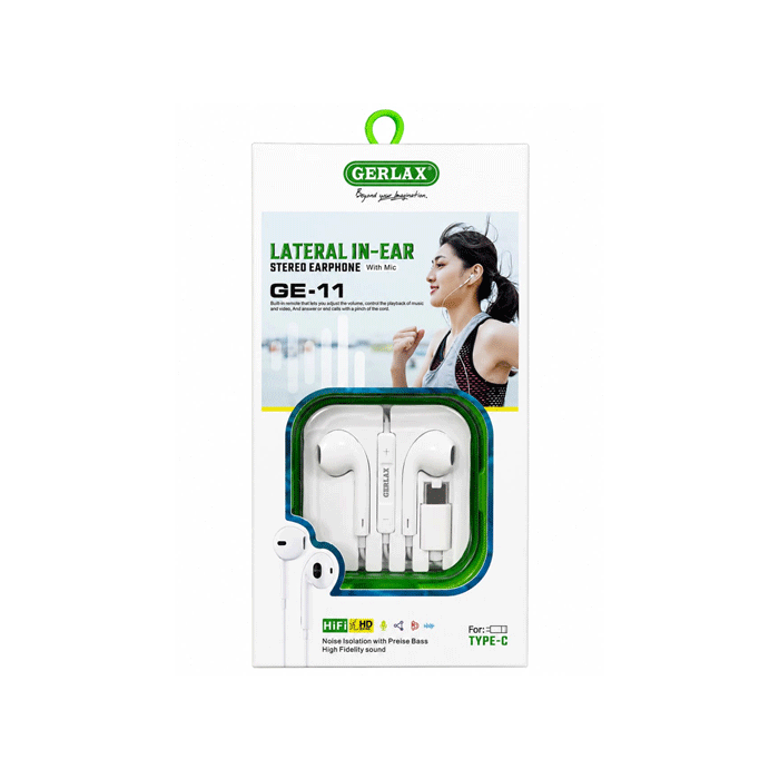 GERLAX GE-11T Ενσύρματα Ακουστικά / In-ear Type-C Earphones - Χρώμα : Άσπρο