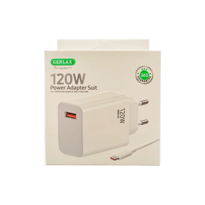 GERLAX A17 Φορτιστής PD 120W Mobile Charger 1 Θύρα USB Με Καλώδιο USB ΣΕ Type-C - Χρώμα: Άσπρο