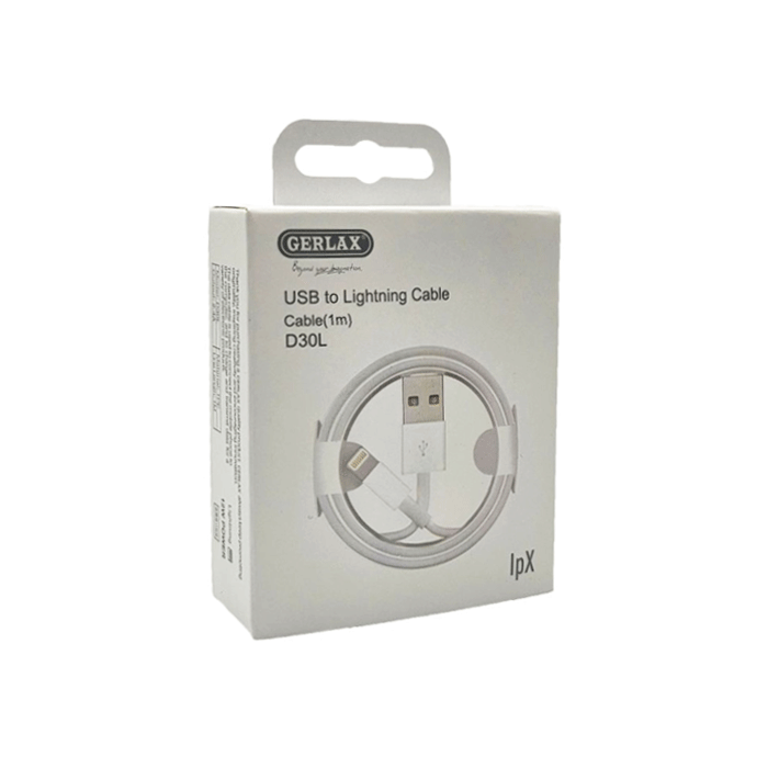GERLAX D30L Καλώδιο Φόρτισης USB σε Lightning 1m - Χρώμα: Λευκό