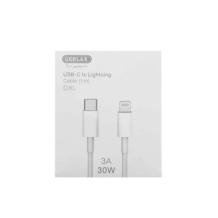 GERLAX D8L Καλώδιο Φόρτισης 3A Type-C σε Lightning 30W 1m - Χρώμα: Λευκό