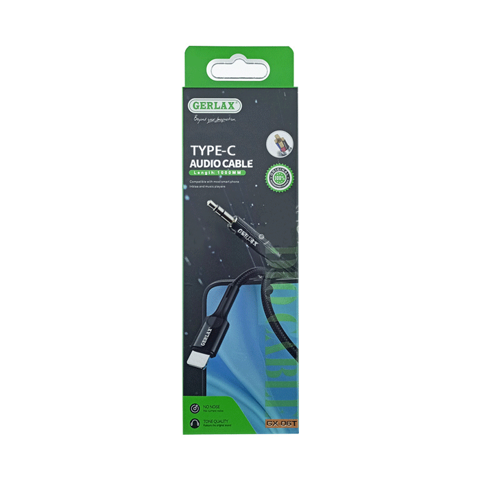 GERLAX GX-06T Καλώδιο Type-C To AUX 3.5mm Cable - Χρώμα: Μαύρο