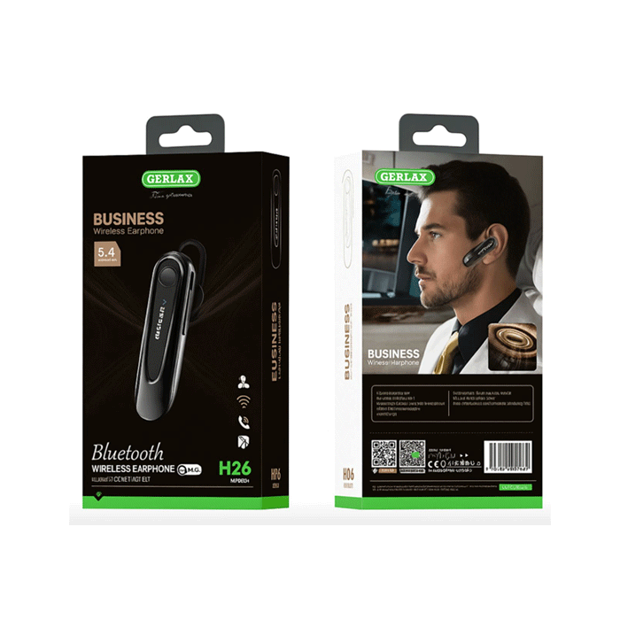 GERLAX H26 Business Wireless Bluetooth Earphone / Ασύρματα Ακουστικά - Χρώμα : Μαυρο