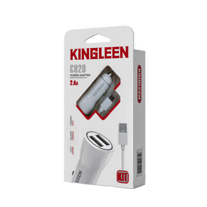 KINGLEEN Φορτιστής Αυτοκινήτου / Car Charger C920 με Δύο Θύρες USB Και Καλώδιο Φόρτισης USB Σε TYPE C 2.4A - Χρώμα: Λευκό