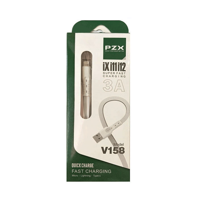 PZX V158 Καλώδιο Φόρτισης και Μεταφοράς Δεδομένων 1M / Charging And DATA CABLE USB ΣΕ Lightning 3A - Χρώμα: Λευκό