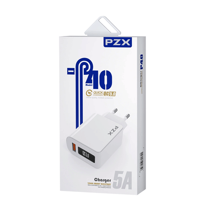PZX P40 Φορτιστής κινητού / Mobile Charger με 1 Θύρα USB-A Και Καλώδιο USB-A Σε Lightning - Χρώμα: Λευκό