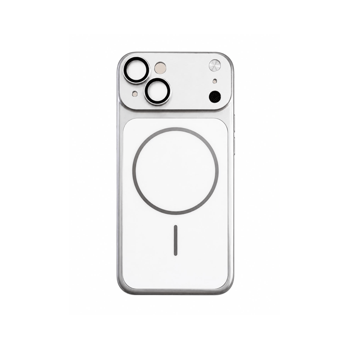 Magsafe Back Cover / Μαγνητική Θήκη Μετατροπή Από Iphone 13 Σε Iphone 17 PM Με Τζαμάκι Κάμερας προστασίας - Χρώμα : Ασημί