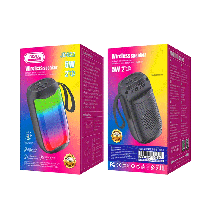 JOKADE JD022 Wireless Speaker Bluetooth RGB / Ασύρματο Ηχείο 5W - Χρώμα : Μαυρο