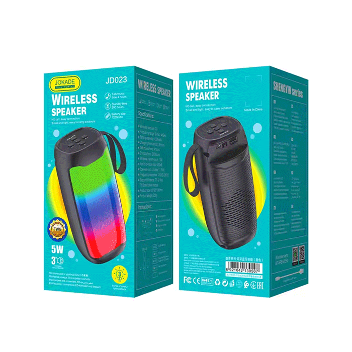 JOKADE JD023 Wireless Speaker Bluetooth RGB / Ασύρματο Ηχείο - Χρώμα : Μαυρο