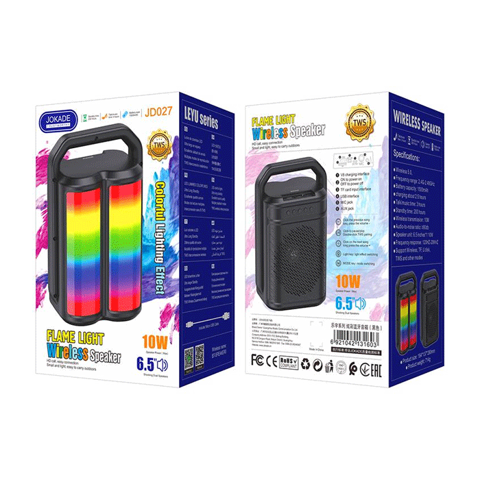 JOKADE JD027 Wireless Speaker Bluetooth RGB / Ασύρματο Ηχείο 10W - Χρώμα : Μαυρο