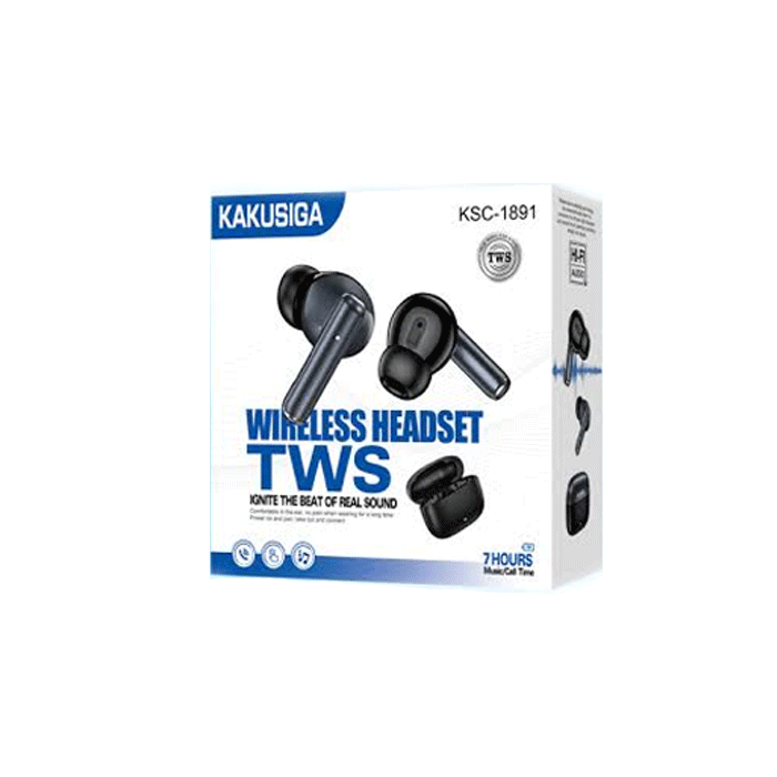 KAKUSIGA KSC-1891 True Wireless BT 6.0 Bluetooth Handsfree 7H / Ασύρματα Ακουστικά TWS - Χρώμα : Μαυρο