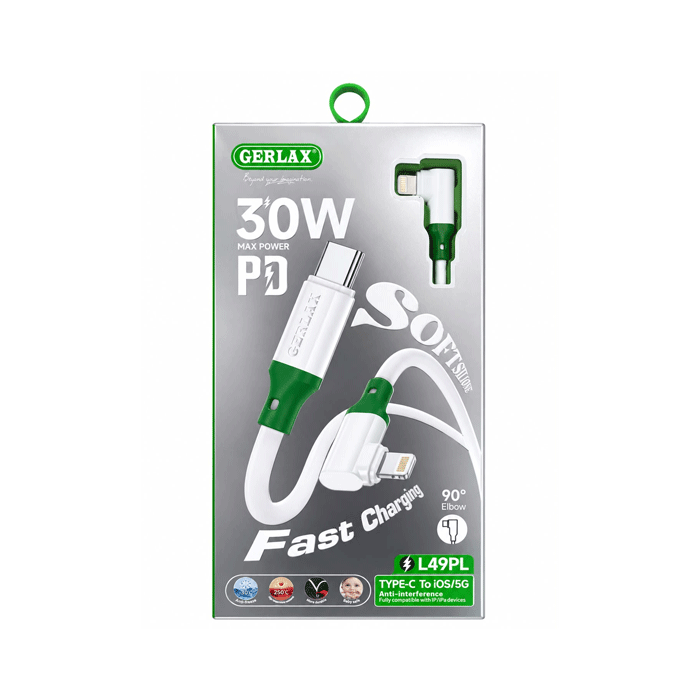 GERLAX L49PL Καλώδιο Φόρτισης Type-C σε Lightning 30W - Χρώμα: Μαυρο