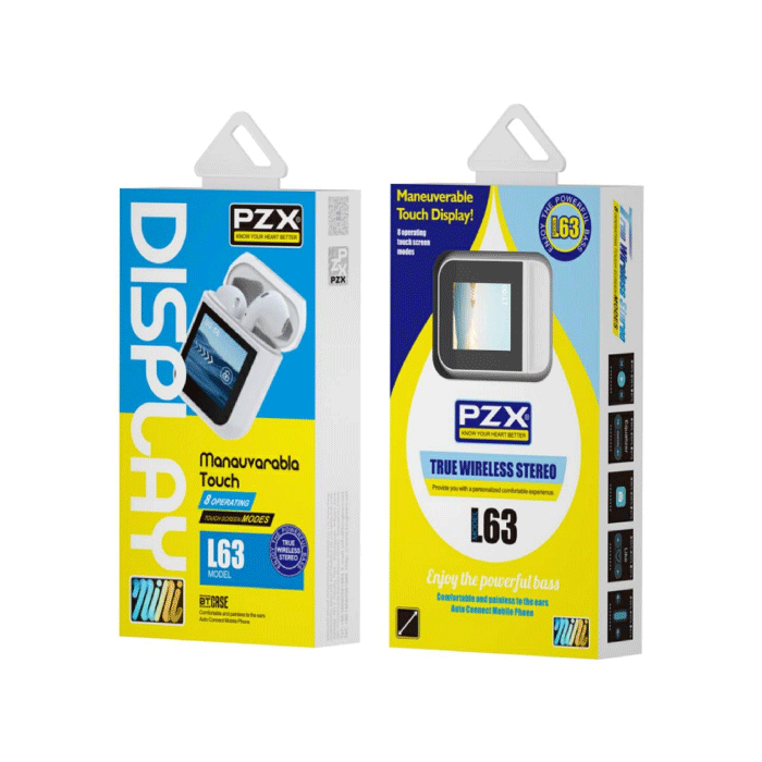 PZX L63 Ασύρματα Ακουστικά Με Οθόνη Αφής / In-ear Wireless Bluetooth Handsfree With Touch Display - Χρώμα : Λευκό