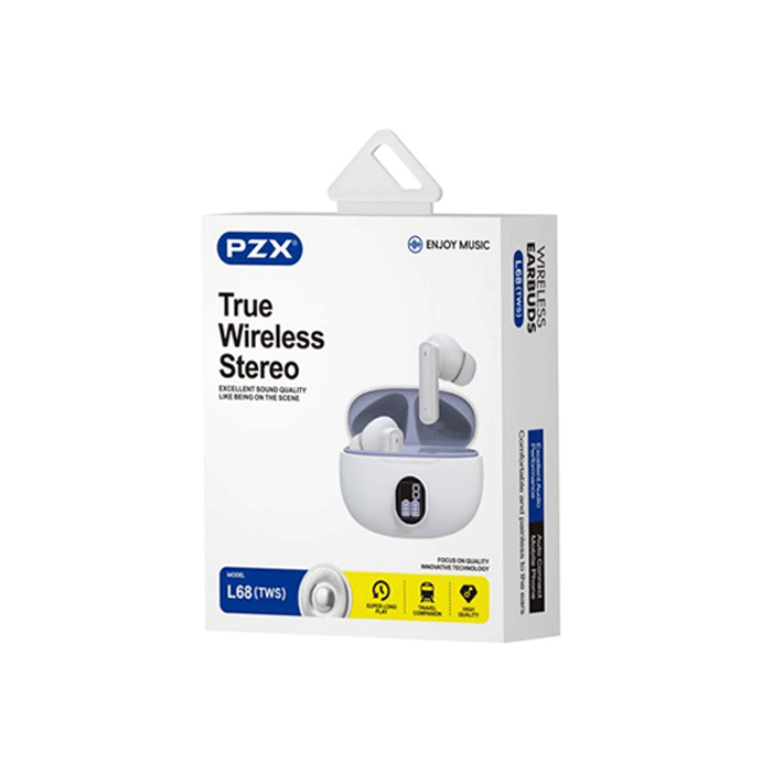 PZX L68 True Wireless Bluetooth Handsfree / Ασύρματα Ακουστικά TWS - Χρώμα : Άσπρο