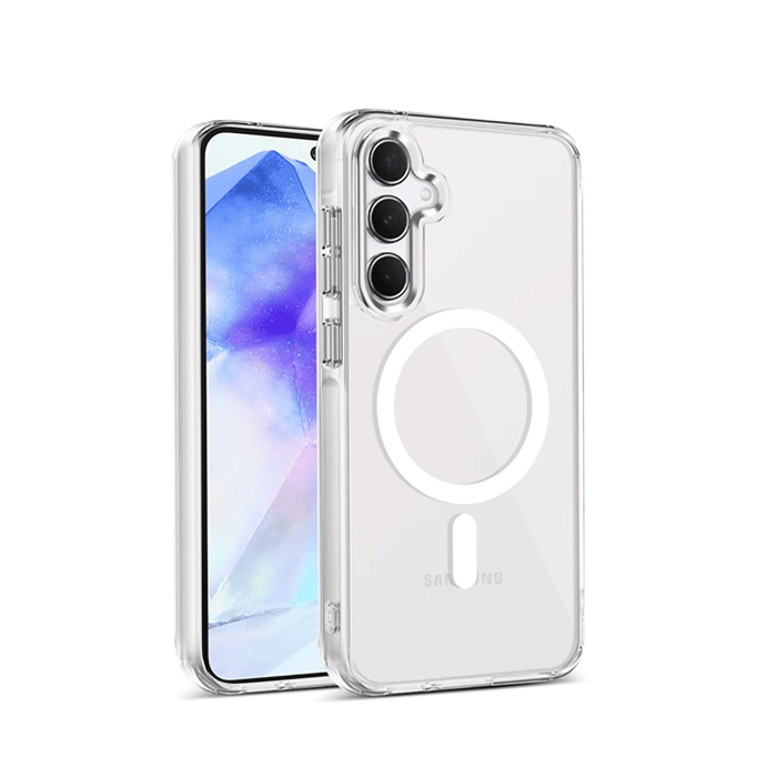 Magsafe Back Cover / Μαγνητική Θήκη Σιλικόνη Για Samsung A15 - Χρώμα : Διάφανο