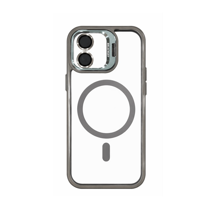 New Magsafe Back Cover / Μαγνητική Θήκη Με Τζαμάκι Κάμερας προστασίας και Βάση Για Iphone 12 / 12 Pro Με Τζαμάκι Κάμερας - Χρώμα : Γκρι
