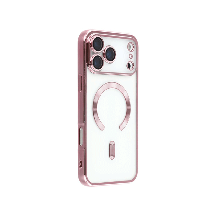 Magsafe Back Cover / Μαγνητική Θήκη HQ Για Iphone 17 Pro Max Με Τζαμάκι Κάμερας - Χρώμα : Ροζ