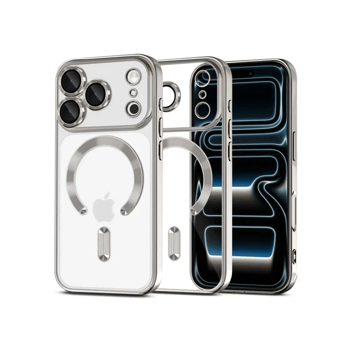Magsafe Back Cover / Μαγνητική Θήκη HQ Για Iphone 17 Pro Max Με Τζαμάκι Κάμερας - Χρώμα : Ασημί